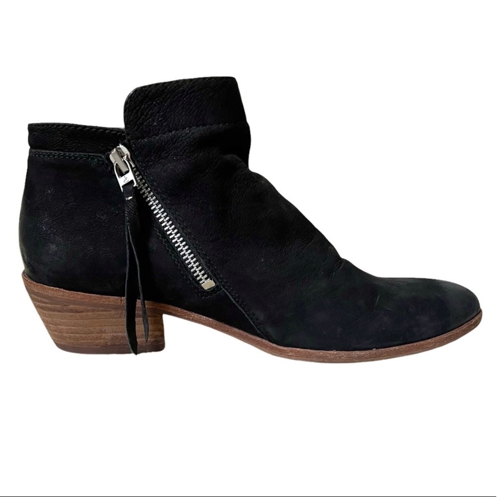 SAM EDELMAN PACKER Black Nubuck Burnished Leather Ankle Boots Booties Bl… - Picture 3 of 16